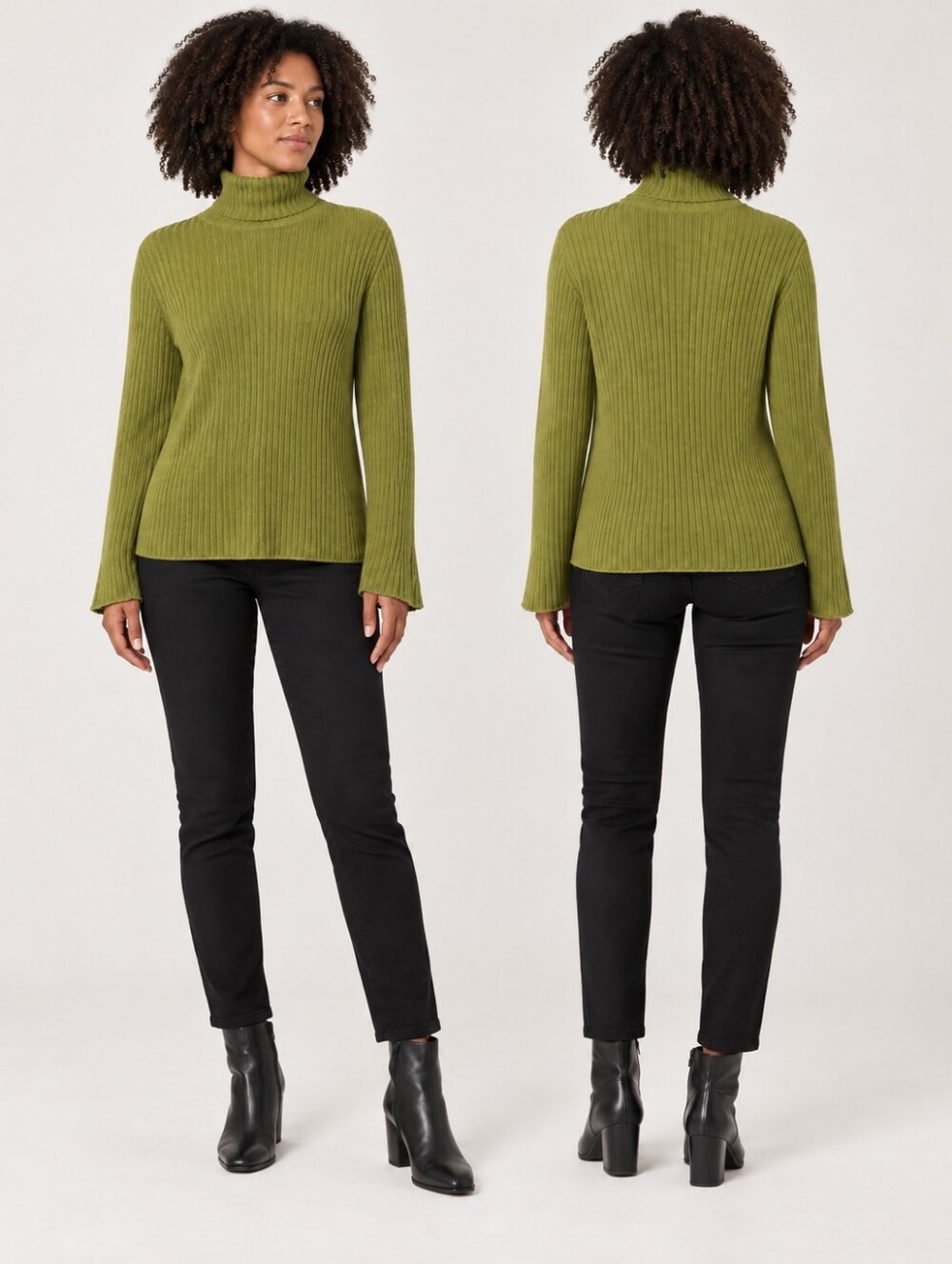 Vintage Y2K R&R Olive Green Ribbed Turtleneck Sweater Size M